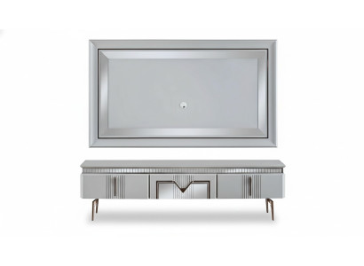 Living room wall unit gray furniture sideboard TV wall panel 2-piece