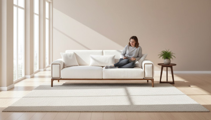 Sofa 3-seater modern furniture white color living room luxury three-seater