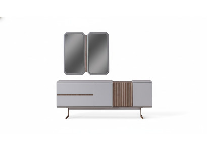 Exclusive dining room sideboard, 2x mirror style dresser, 210cm wood, 3 pieces.