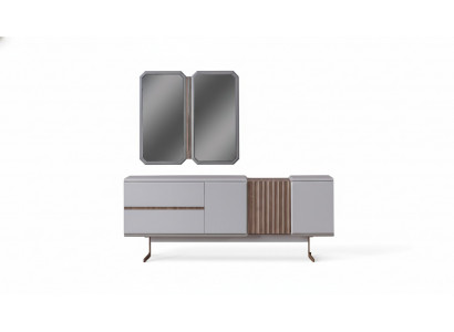 Exclusive dining room sideboard, 2x mirror style dresser, 210cm wood, 3 pieces.