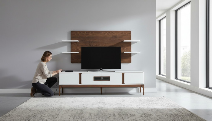 Style living room set, wall unit 2-piece. Sideboard, TV wall panel, wall units.