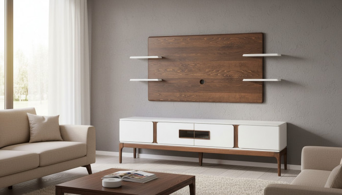 Style living room set, wall unit 2-piece. Sideboard, TV wall panel, wall units.