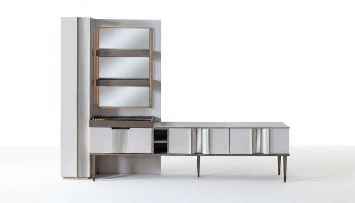 Exclusive wall unit white color designer furniture for living room LED-lit