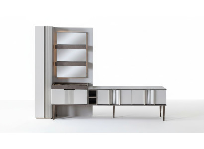 Exclusive wall unit white color designer furniture for living room LED-lit