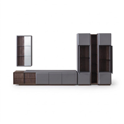 Exclusive Living Room Set TV Cabinet 2x Vitrine Wall Shelf Shelves 4-piece.