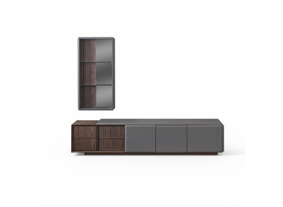 Designer living room set TV cabinet with exclusive wall shelf, 2-piece shelf set.