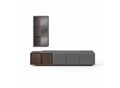 Designer living room set TV cabinet with exclusive wall shelf, 2-piece shelf set.