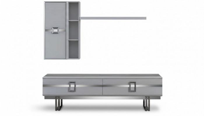 Modern living room wall unit consists of 4 pieces in exclusive white wall units.