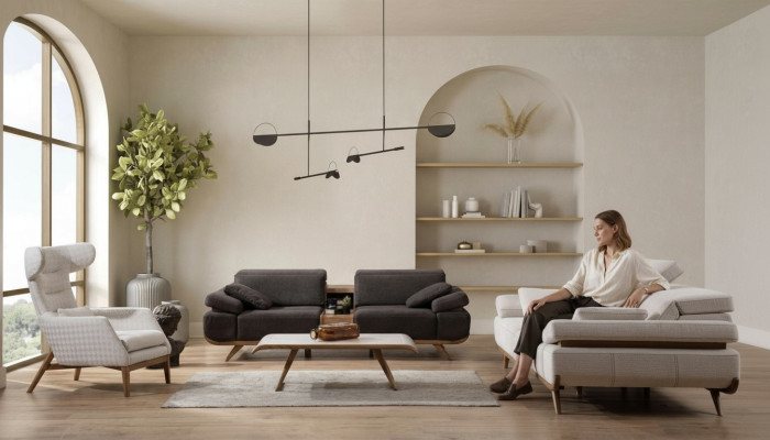 Two-tone living room sofa set modern 3+2 seater luxury armchair