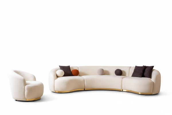 Designer living room set modern sofa suite round sofa + 1-seater 2-piece set