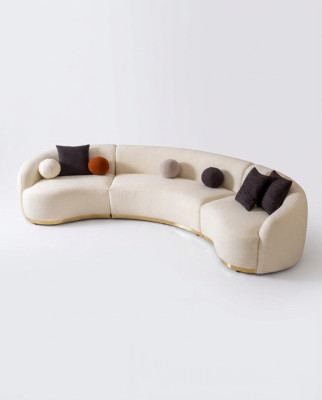 Designer round sofa white corner suite modern furniture in living room luxury