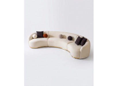 Designer round sofa white corner suite modern furniture in living room luxury