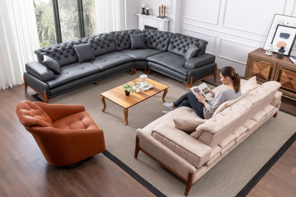 Living Room Set Sofa Suite 3+1 Corner Sofa L-shaped Corner Suite Corner Couch 3-piece.
