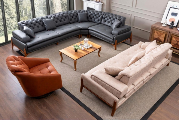 Living Room Set Sofa Suite 3+1 Corner Sofa L-shaped Corner Suite Corner Couch 3-piece.