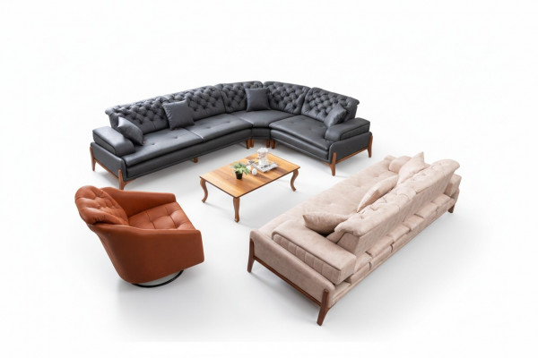 Living Room Set Sofa Suite 3+1 Corner Sofa L-shaped Corner Suite Corner Couch 3-piece.
