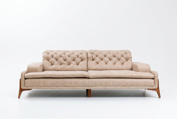 Modern sofa, 3-seater designer piece, beige color, style, 240 cm, living room beige sofas