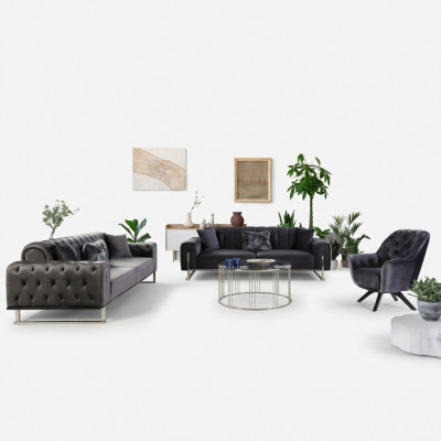 Designer Living Room Set Sofa Suite 3+3+1 Seater Furniture Suites 3-piece.