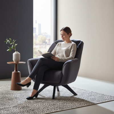 Modern black armchair living room textile luxury design furniture