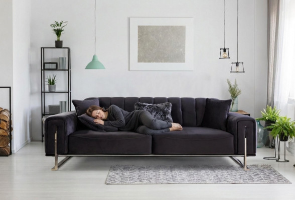 Designer sofa 3-seater modern furniture black 240cm big XXL living room