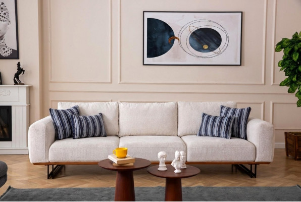 Designer 4-seater sofa, modern furniture, white color in style living room