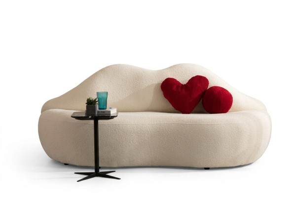 Designer 3-seater sofa white beige in form sofas couches lips stylish