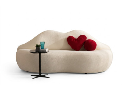 Designer 3-seater sofa white beige in form sofas couches lips stylish