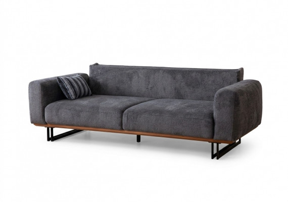 Couch 230cm Seat Cushion 3-Seater Sofa Grey Designer Furniture Living Room