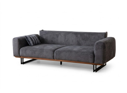 Couch 230cm Seat Cushion 3-Seater Sofa Grey Designer Furniture Living Room