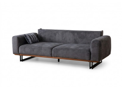 Couch 230cm Seat Cushion 3-Seater Sofa Grey Designer Furniture Living Room