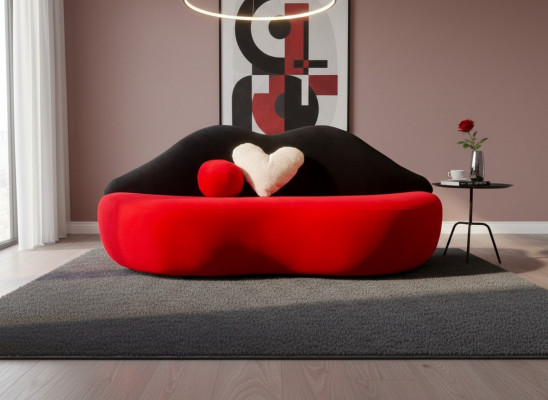 Luxury Bed Red 3-Seater Sofa Designer Furniture Living Room Sofas