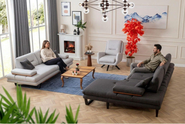 Modern sofa set 3 + 1 seater and L-shaped corner sofa designer furniture new
