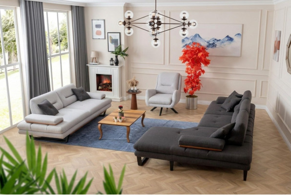 Modern sofa set 3 + 1 seater and L-shaped corner sofa designer furniture new