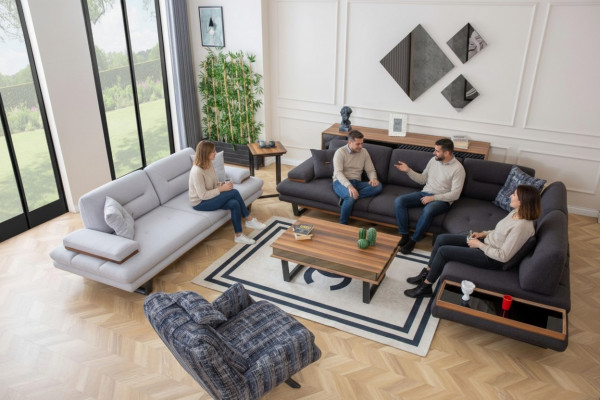 Stylish Living Room Set Modern Sofa Set Corner Suite 3-Piece Sofas