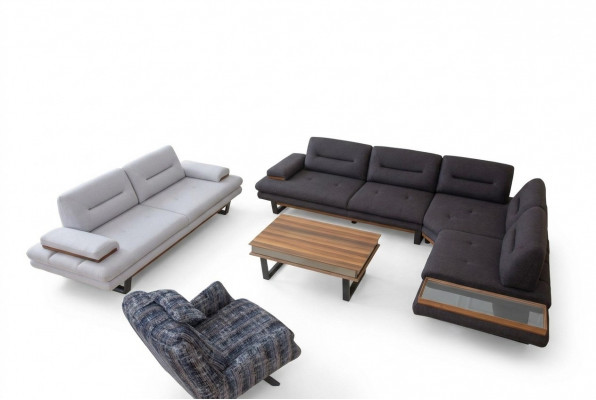 Stylish Living Room Set Modern Sofa Set Corner Suite 3-Piece Sofas