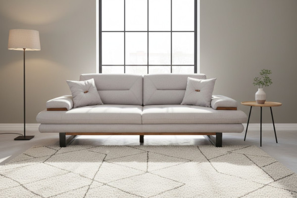 Designer gray sofa, 3-seat, modern style furniture for the living room, 238cm couches.