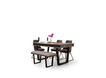 Complete dining set: dining table, 4 chairs, dining group, bench, dining table, 6-piece set.