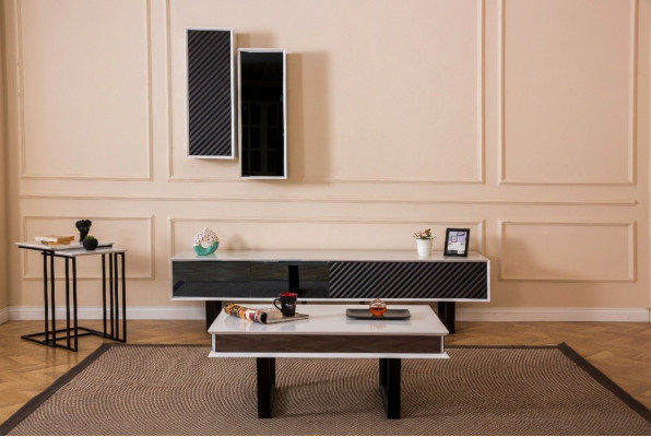 Modern living room set 6-piece TV stand design wall cabinet wood furnishing