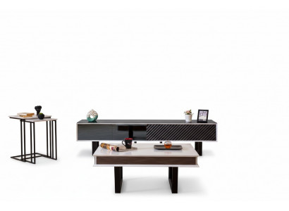 Modern living room set 6-piece TV stand design wall cabinet wood furnishing