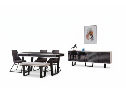 Designer dining room set 10-piece luxury furniture stylish dining group sideboard