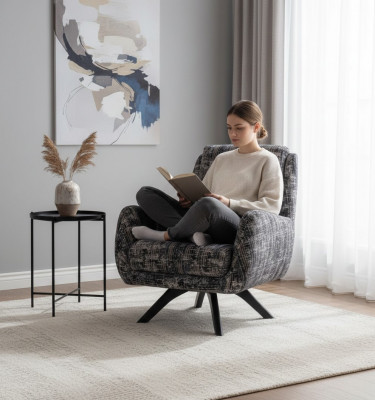 Designer armchair living room luxury furniture gray style single-seater lounge club