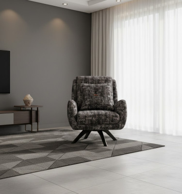 Designer armchair living room luxury furniture gray style single-seater lounge club