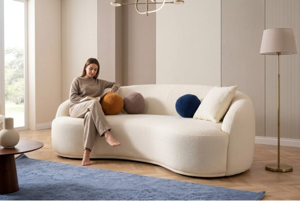 Design couch, semicircular couches, luxury sofa, upholstered furniture, 4-seater XXL big