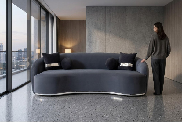 Designer Sofa 4-seater Black Sofas Couches Big XXL Seating Furniture 250cm