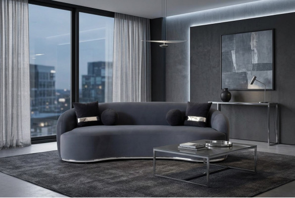 Designer Sofa 4-seater Black Sofas Couches Big XXL Seating Furniture 250cm