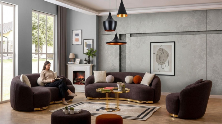 Stylish Living Room Set Sofas Designer Sofa Set 4+3+1 Seater Furniture