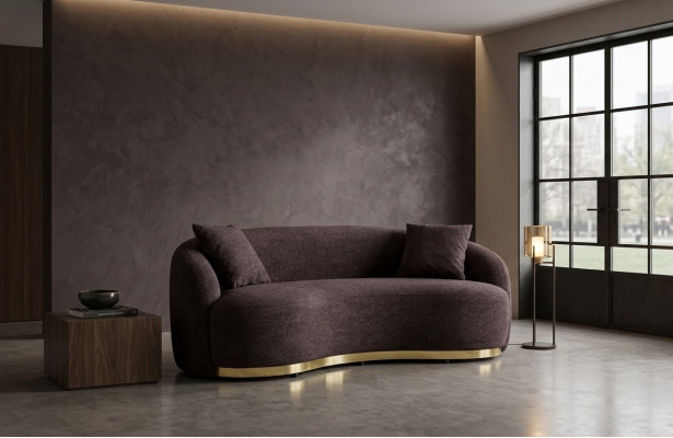 Living room furniture luxury sofa 3-seater design brown soft sofa upholstery textile 230cm