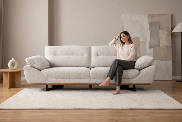 Comfort Designer Sofa 3-Seater Couch Upholstered Sofas Design White in Living Room