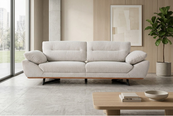 Comfort Designer Sofa 3-Seater Couch Upholstered Sofas Design White in Living Room
