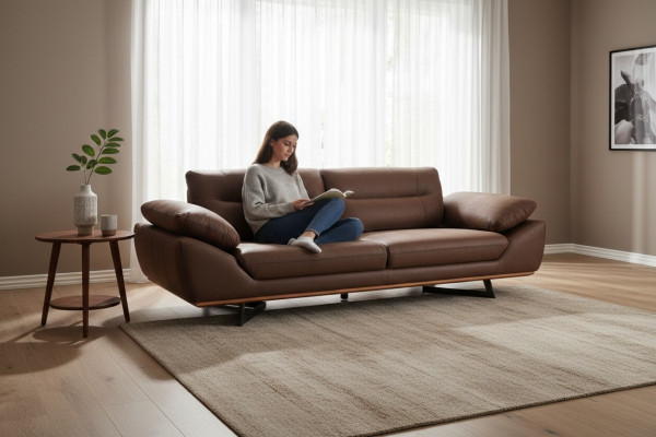 Modern designer sofa 3-seater 240cm XXL couch upholstery sofas design brown