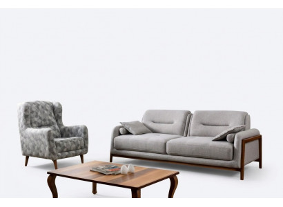 Set of 2 pcs Living Room Sofa Suite Three-Seater Sofa Modern Armchair Textile